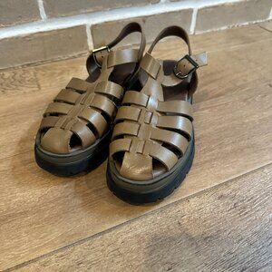 Free People Delaney Fisherman Platform Sandals – Size 38.5 (Moss Green)